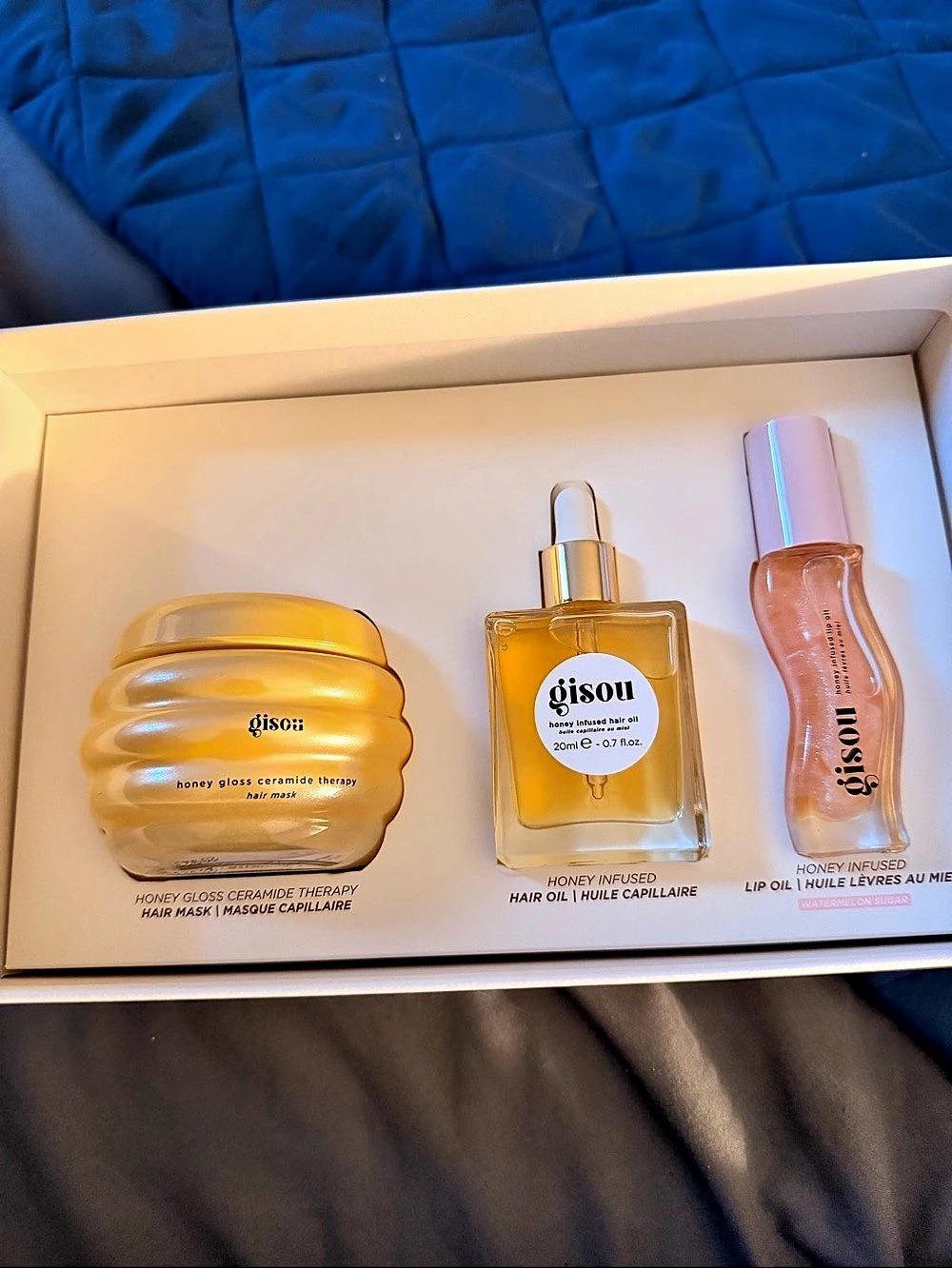 Gisou Honey Glow Icons Set | Hair Mask, Hair Oil & Lip Oil | New